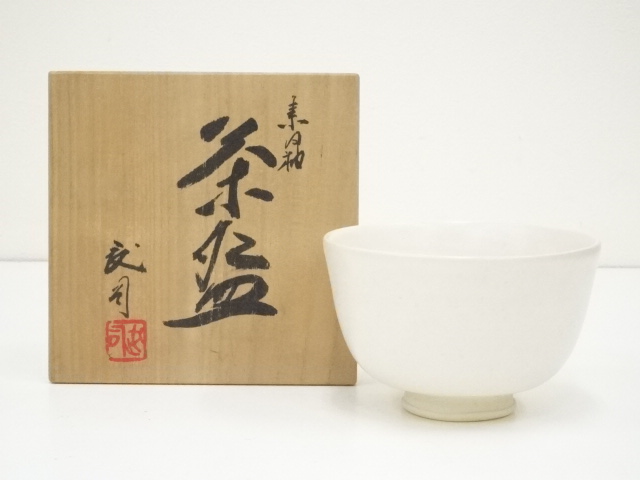 JAPANESE TEA CEREMONY / CHAWAN(TEA BOWL) / KYO WARE / WHITE GLAZE